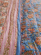 ROYAL BLUE RATANA JAAL HAND BLOCK PRINT REVERSIBLE COTTON QUILT/RAZAI