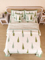 ROYAL GREEN TILAK HAND BLOCK PRINT 6-PICES BEDDING SET'S