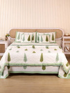 ROYAL GREEN TILAK HAND BLOCK PRINT 6-PICES BEDDING SET'S