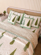 ROYAL GREEN TILAK HAND BLOCK PRINT 6-PICES BEDDING SET'S