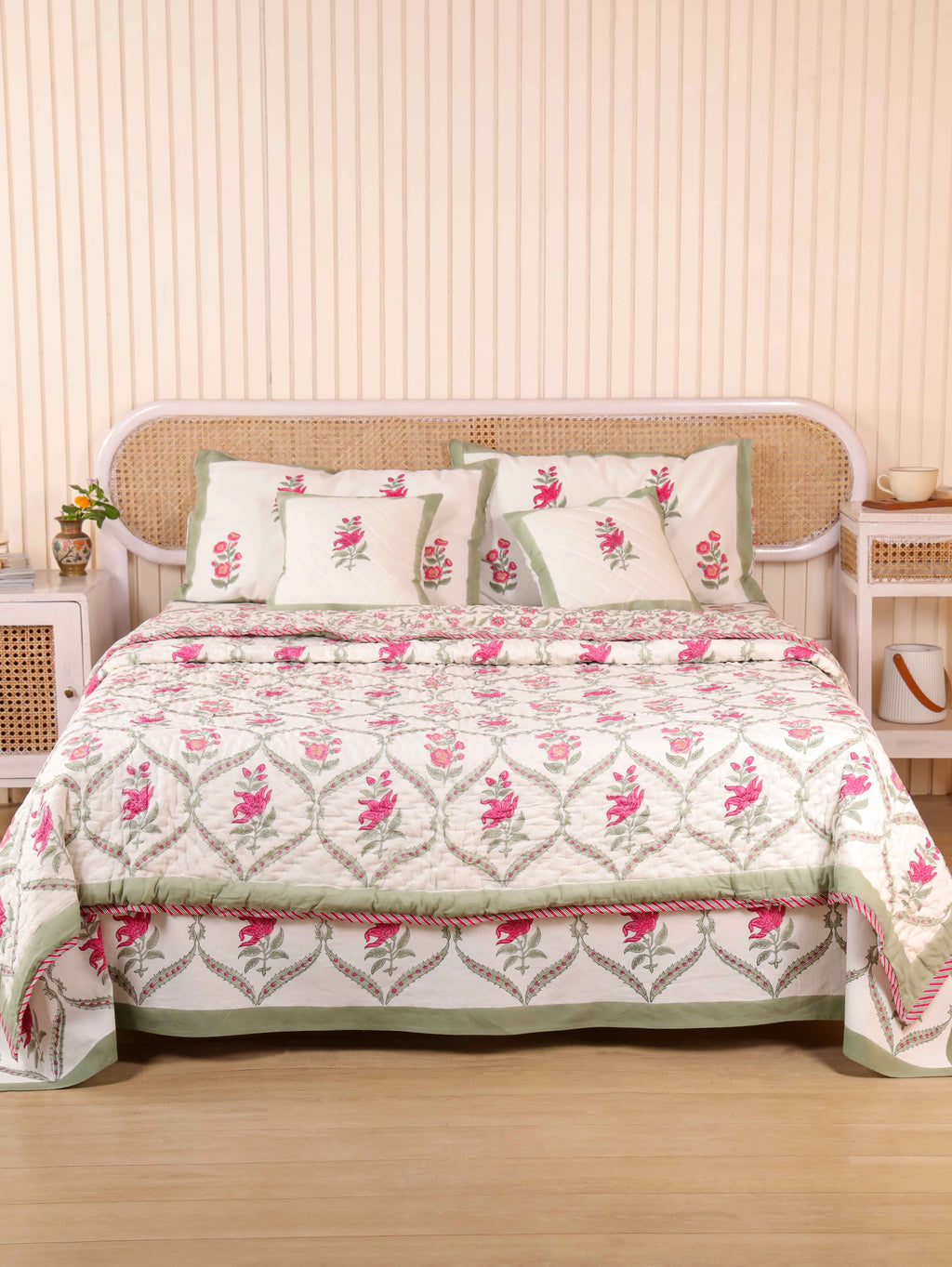 GULNAAR JAAL HAND BLOCK PRINT 6-PICES BEDDING SET'S