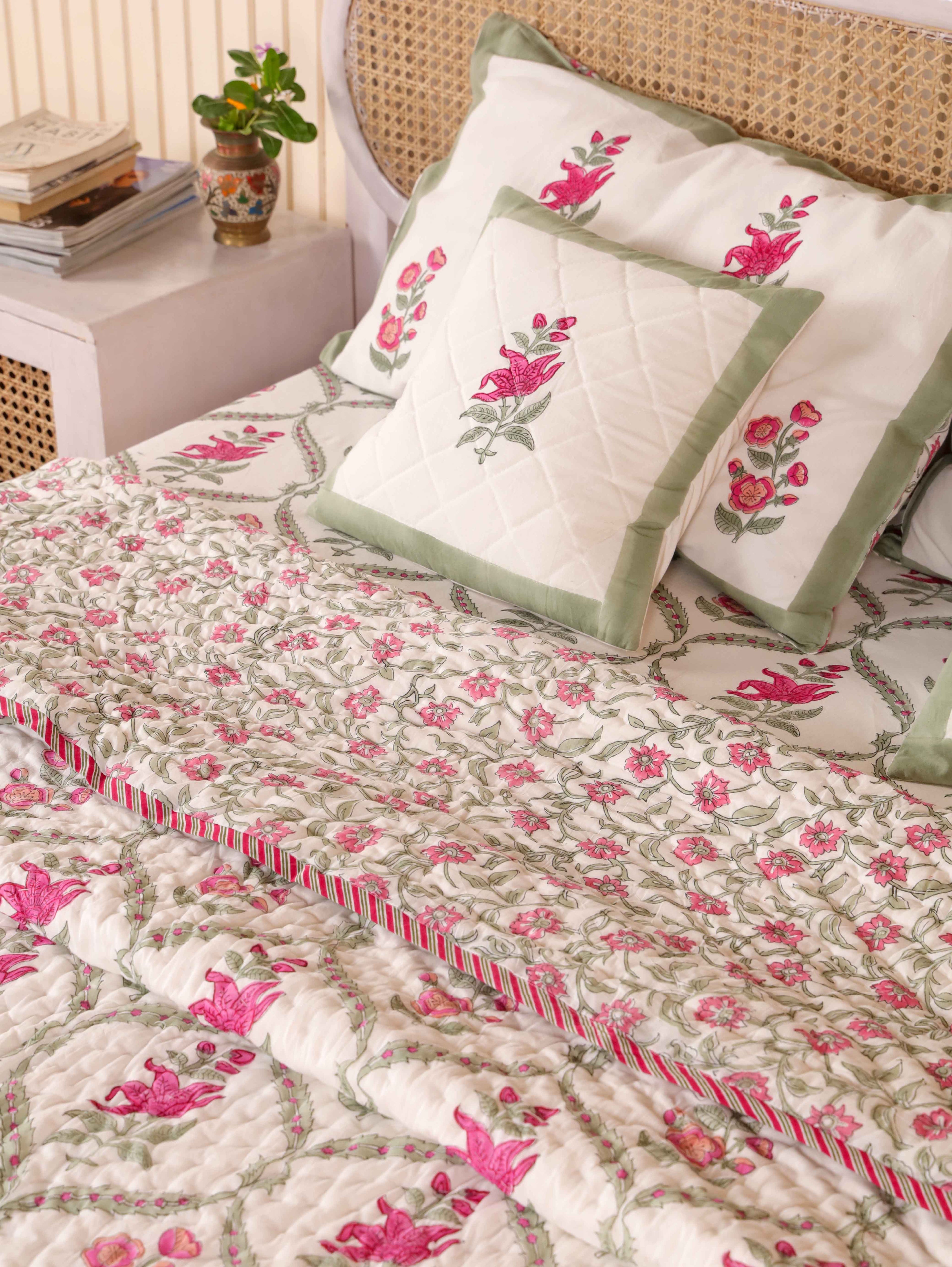 GULNAAR JAAL HAND BLOCK PRINT 6-PICES BEDDING SET'S