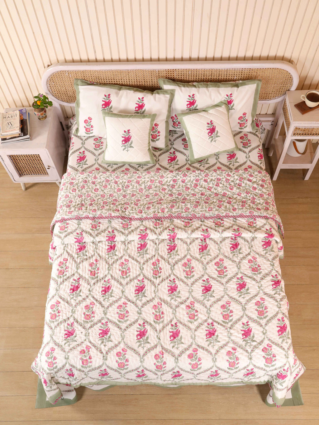 GULNAAR JAAL HAND BLOCK PRINT 6-PICES BEDDING SET'S
