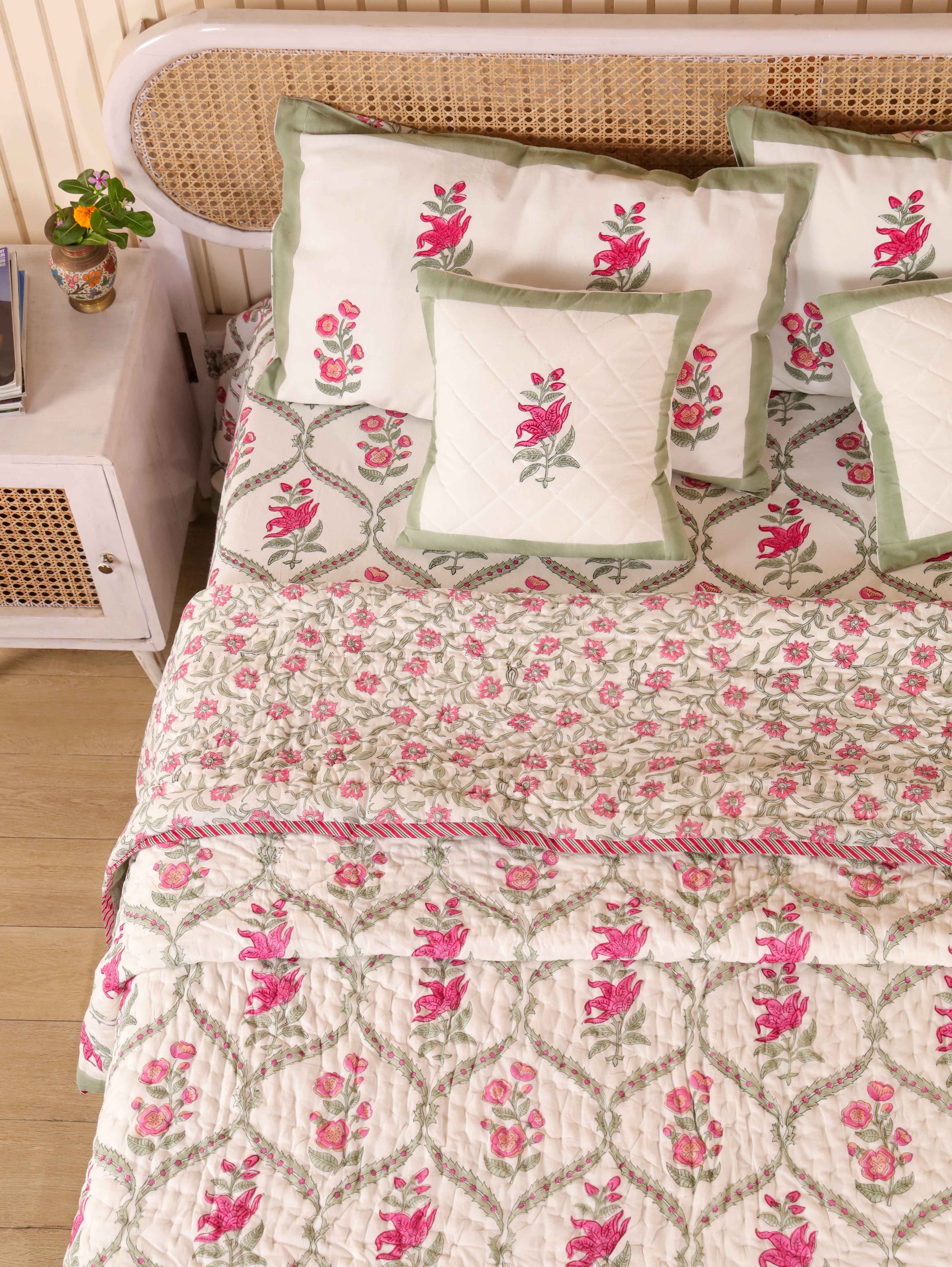 GULNAAR JAAL HAND BLOCK PRINT 6-PICES BEDDING SET'S