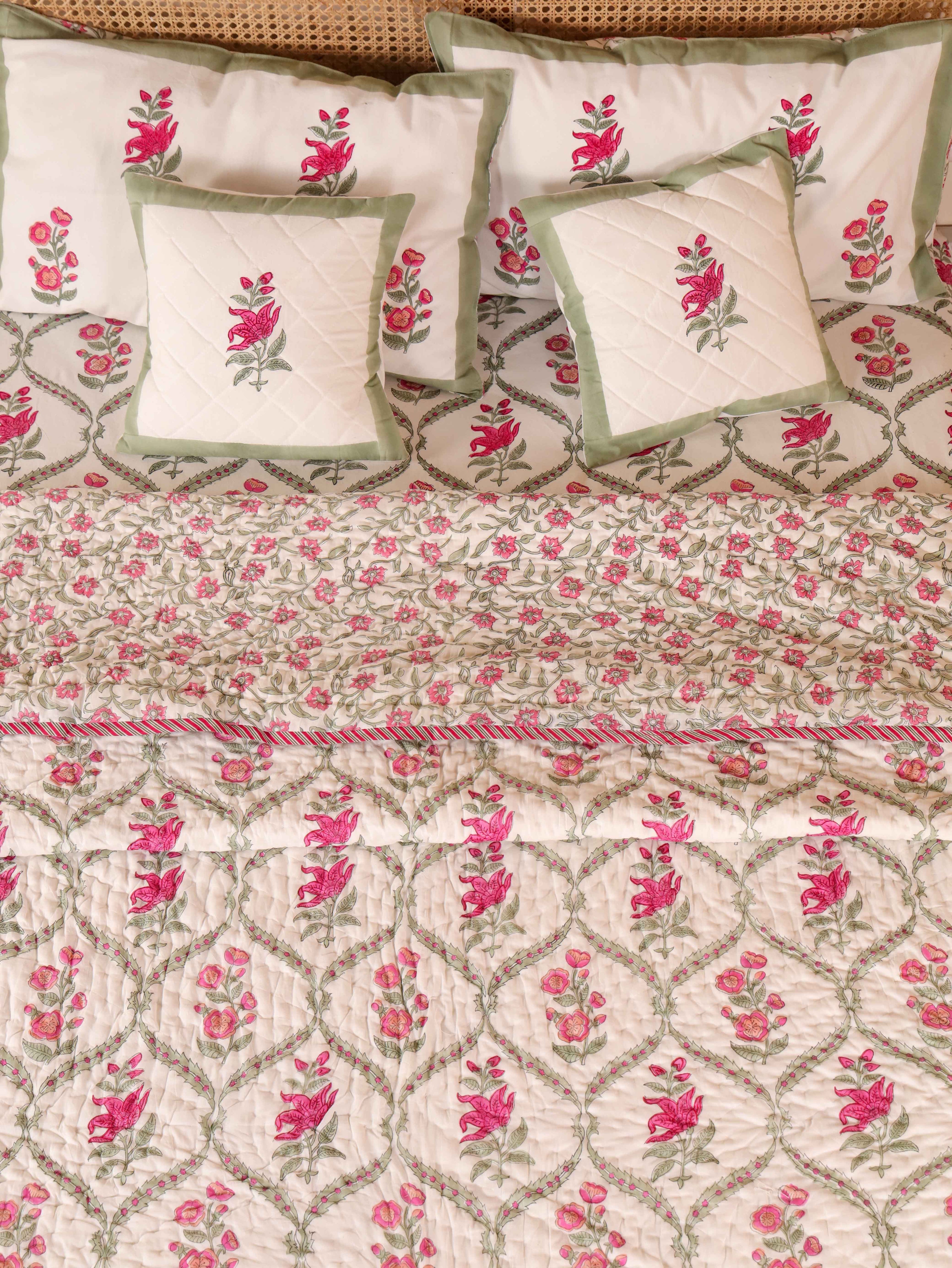GULNAAR JAAL HAND BLOCK PRINT 6-PICES BEDDING SET'S