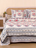 BLUE ROSELAND HAND BLOCK PRINT 6-PICES BEDDING SET'S