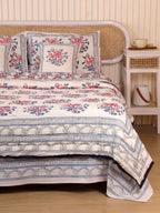 BLUE ROSELAND HAND BLOCK PRINT 6-PICES BEDDING SET'S