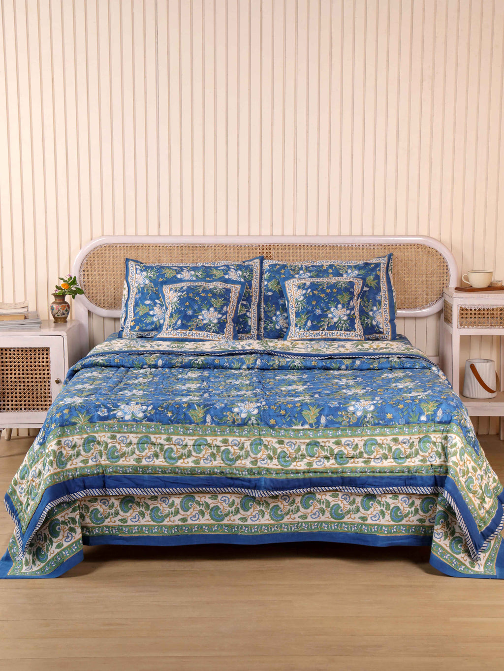 ROYAL INDIGO GLORY HAND BLOCK PRINT 6-PICES BEDDING SET'S
