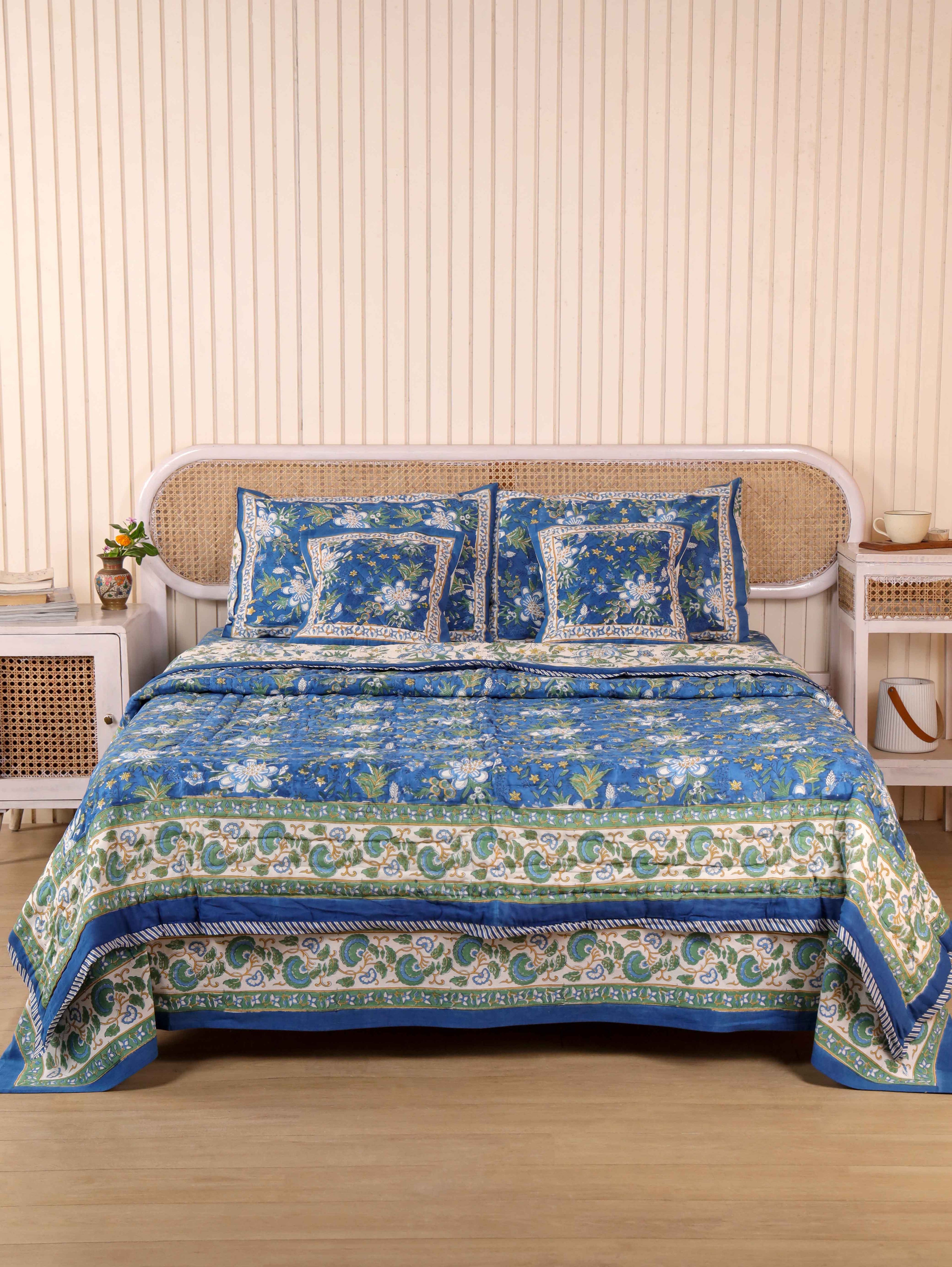 ROYAL INDIGO GLORY HAND BLOCK PRINT 6-PICES BEDDING SET'S
