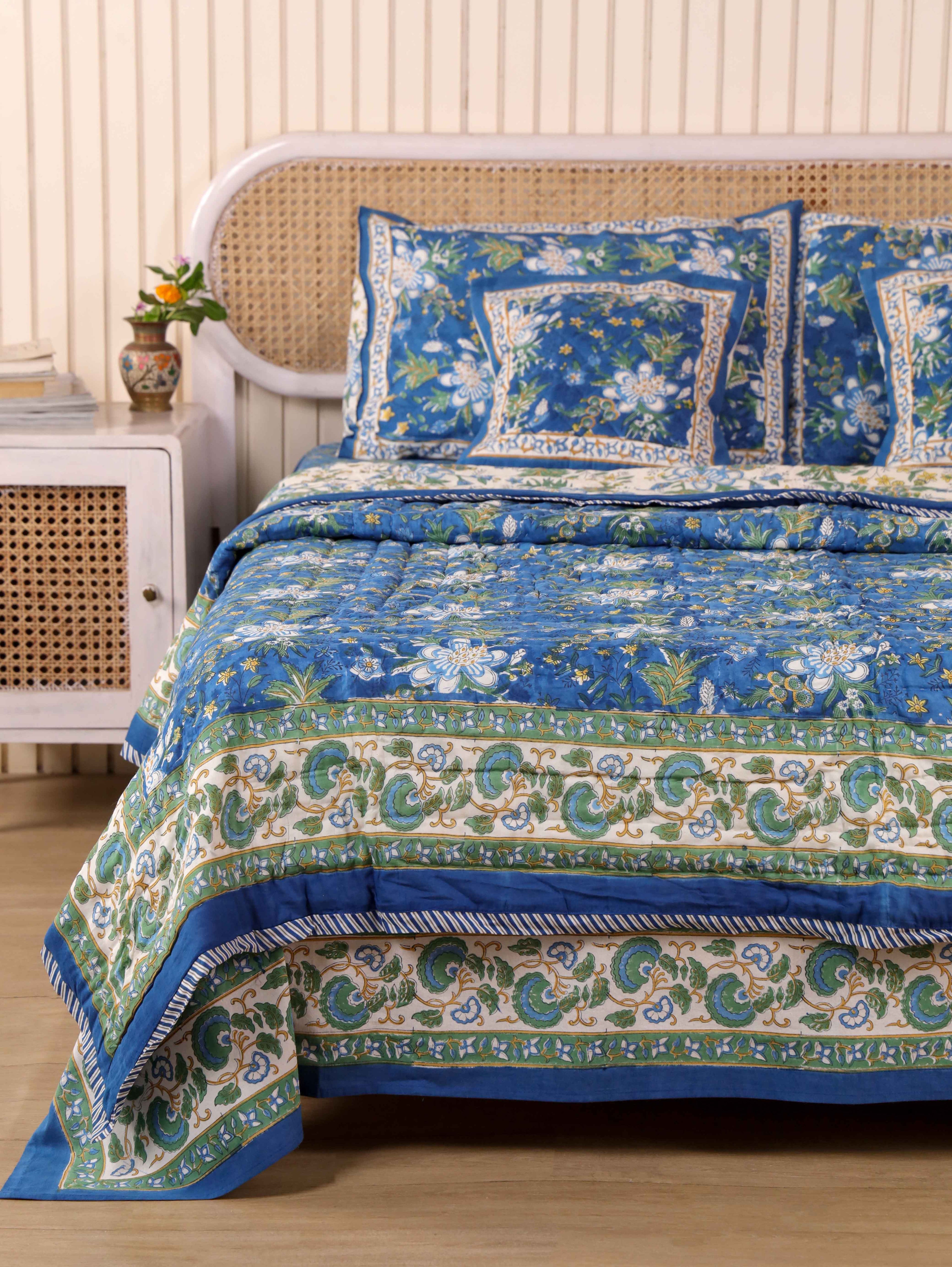 ROYAL INDIGO GLORY HAND BLOCK PRINT 6-PICES BEDDING SET'S