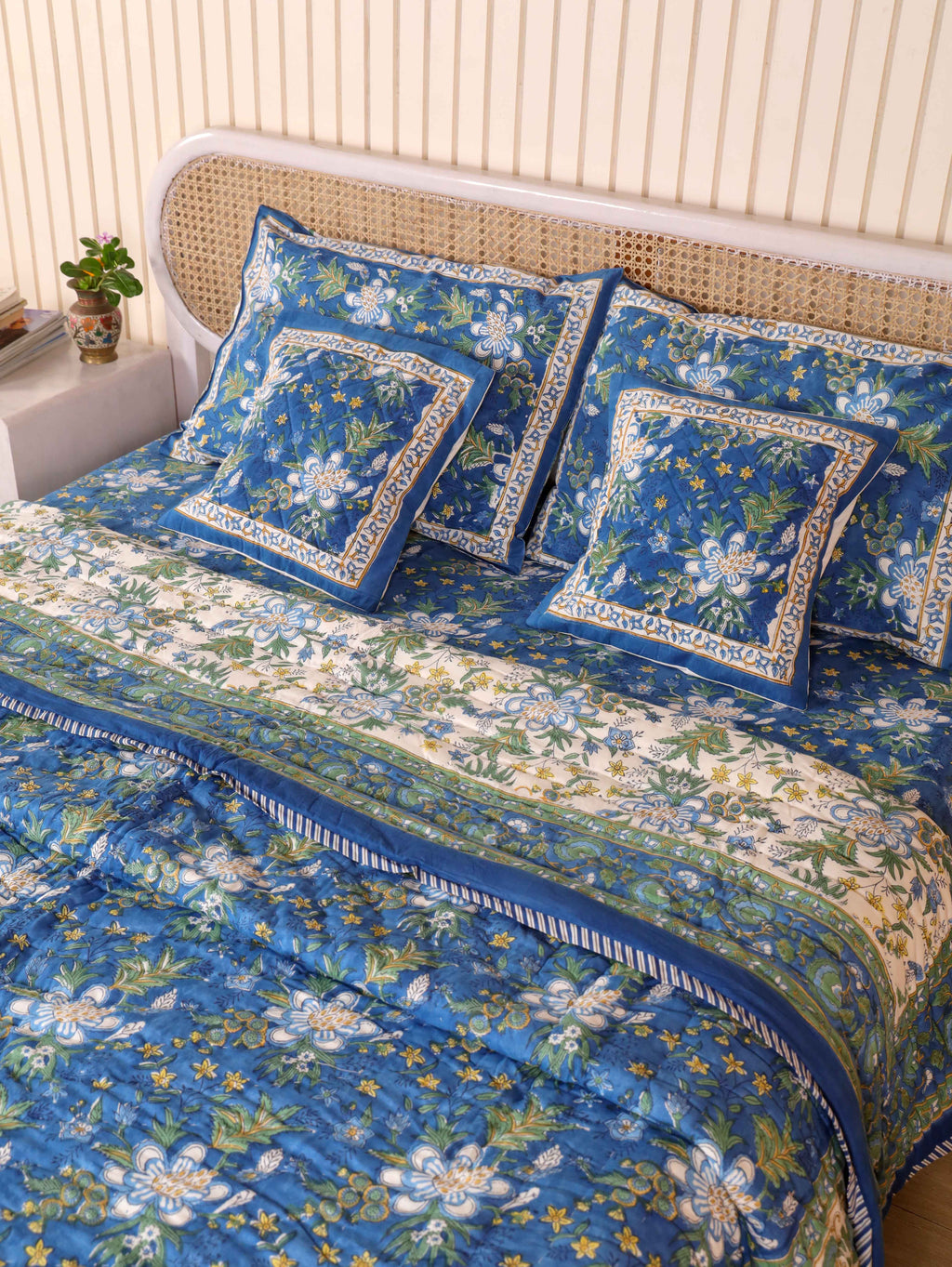 ROYAL INDIGO GLORY HAND BLOCK PRINT 6-PICES BEDDING SET'S