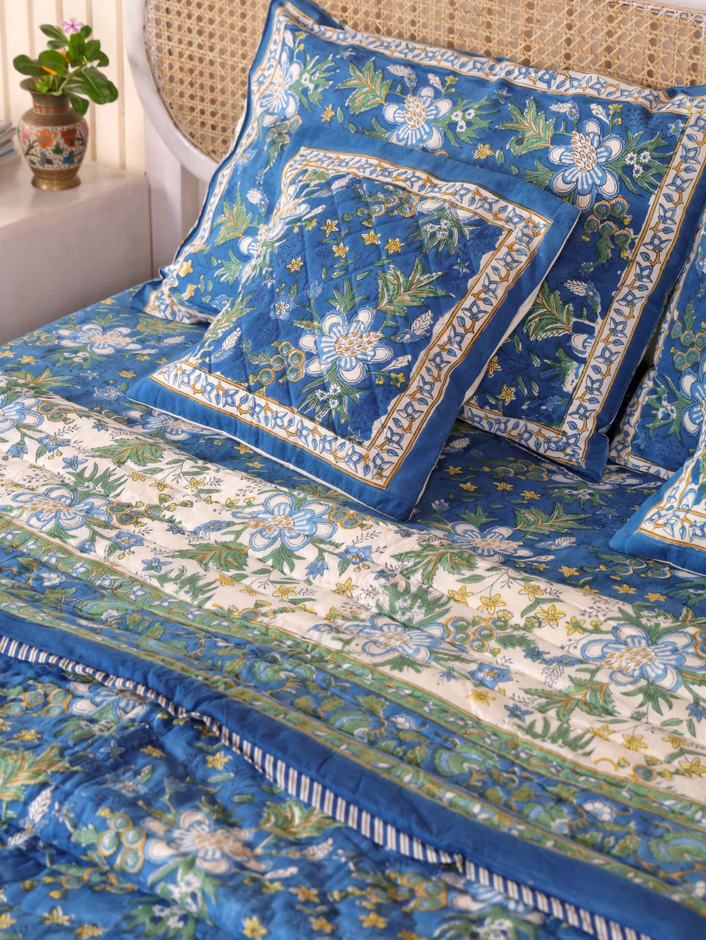ROYAL INDIGO GLORY HAND BLOCK PRINT 6-PICES BEDDING SET'S