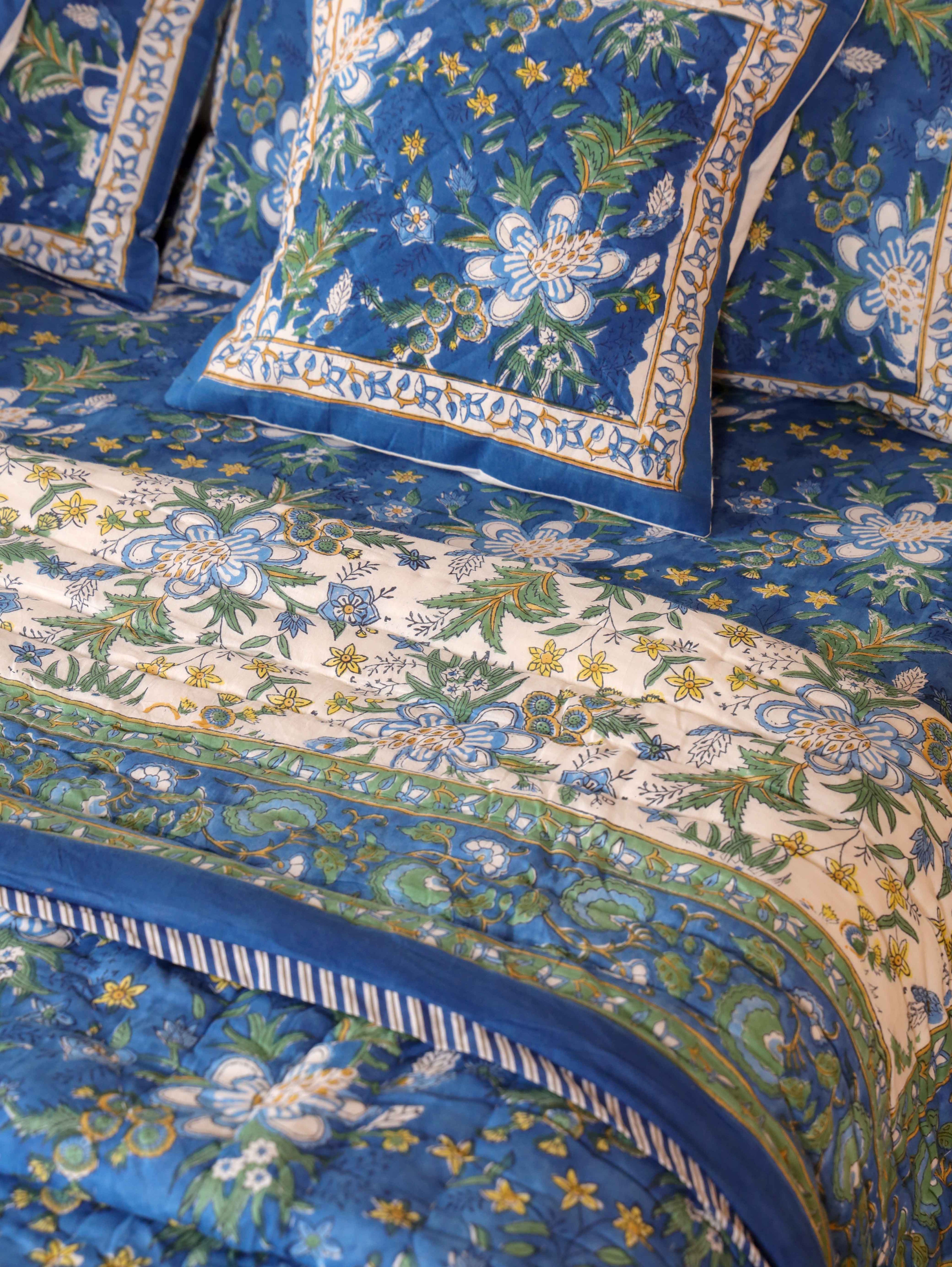 ROYAL INDIGO GLORY HAND BLOCK PRINT 6-PICES BEDDING SET'S