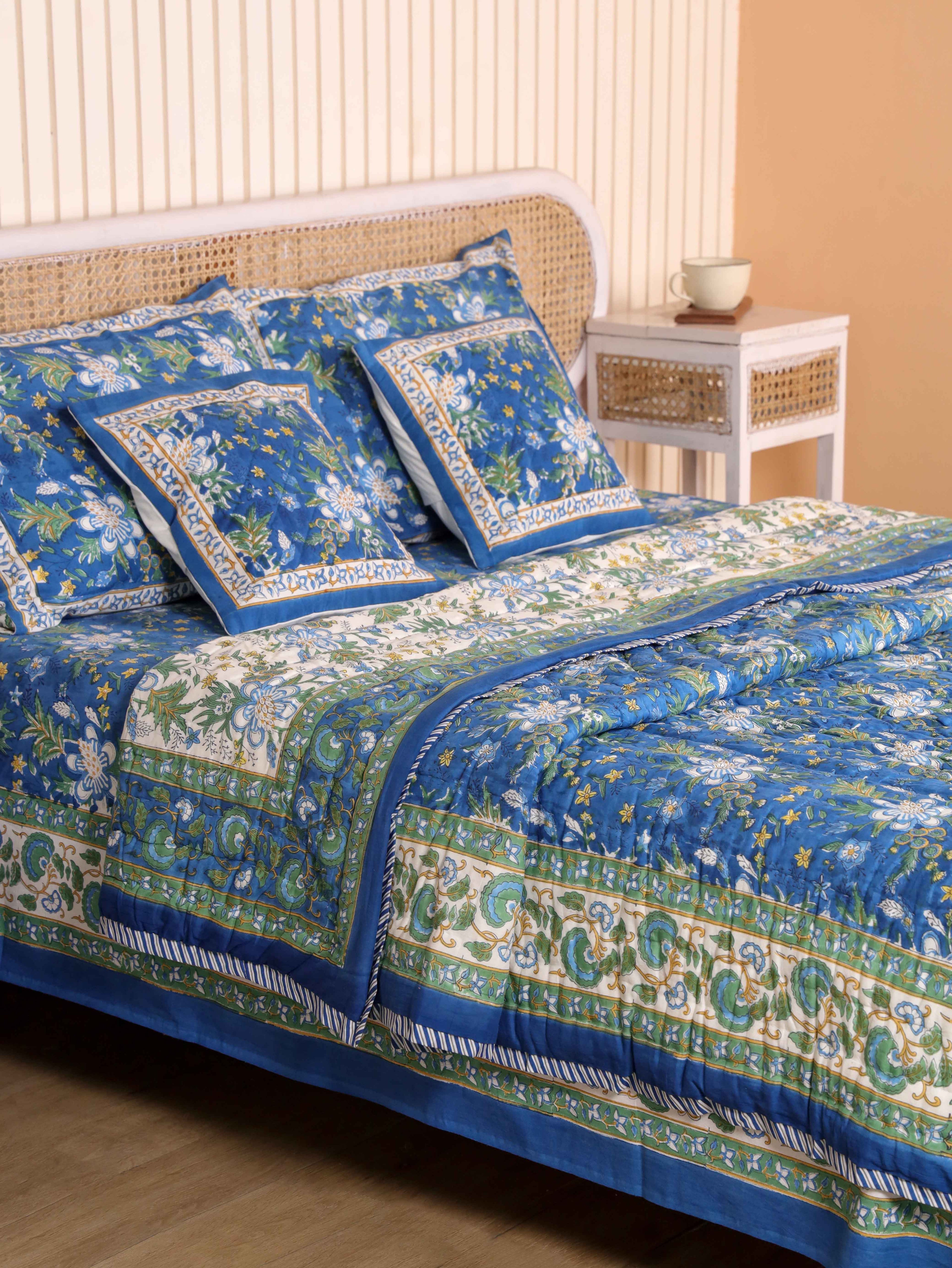 ROYAL INDIGO GLORY HAND BLOCK PRINT 6-PICES BEDDING SET'S
