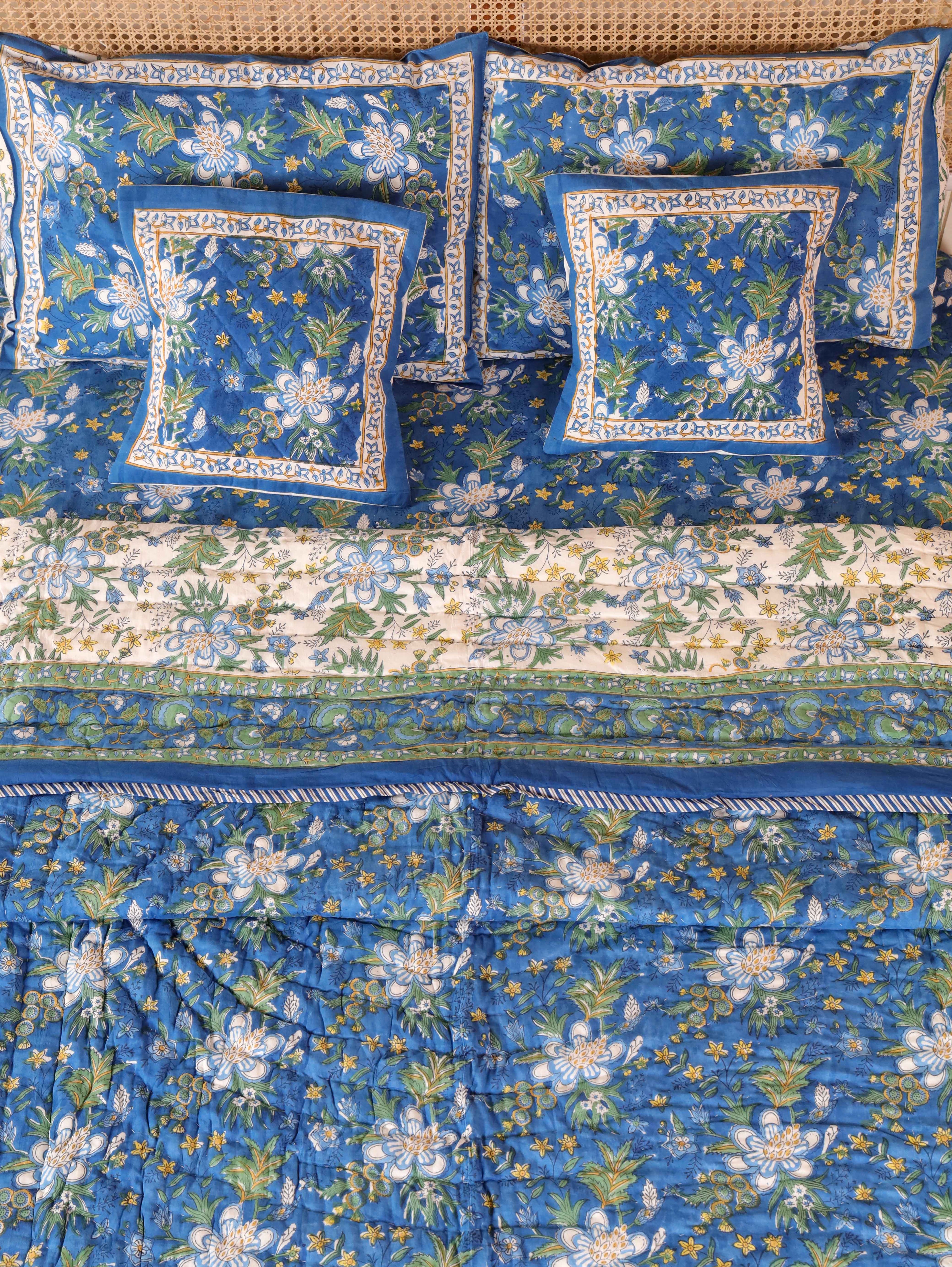 ROYAL INDIGO GLORY HAND BLOCK PRINT 6-PICES BEDDING SET'S