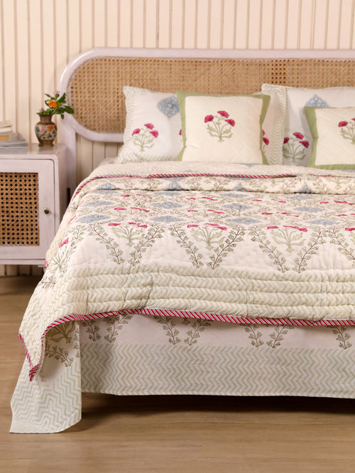 CLASSIC MUGHAL BALE HAND BLOCK PRINT 6'PICES BEDDING SET'S