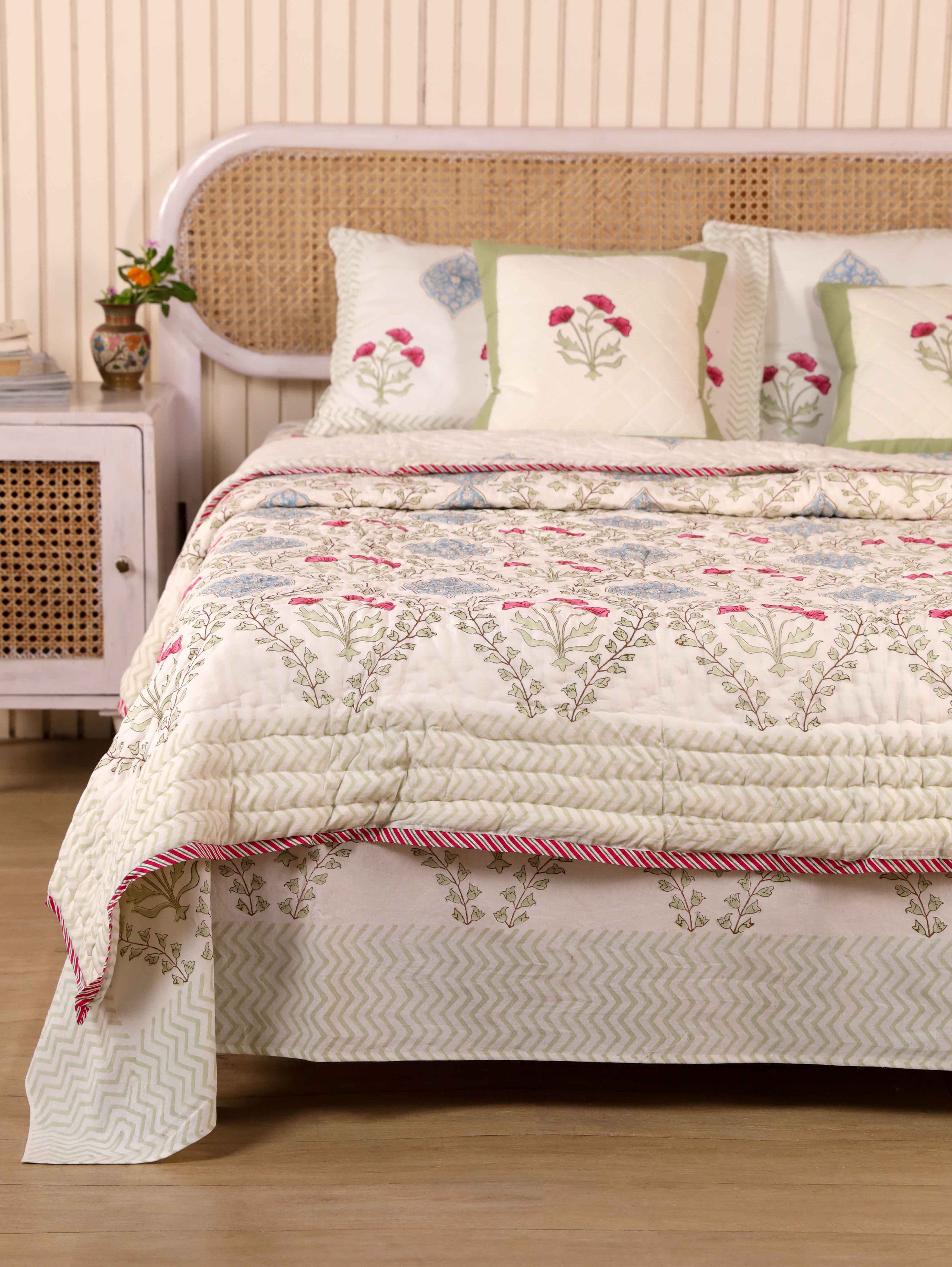 CLASSIC MUGHAL BALE HAND BLOCK PRINT 6-PICES BEDDING SET'S