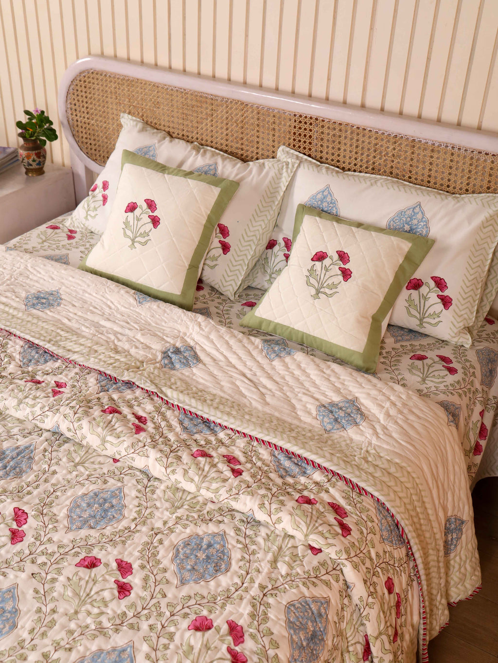 CLASSIC MUGHAL BALE HAND BLOCK PRINT 6-PICES BEDDING SET'S