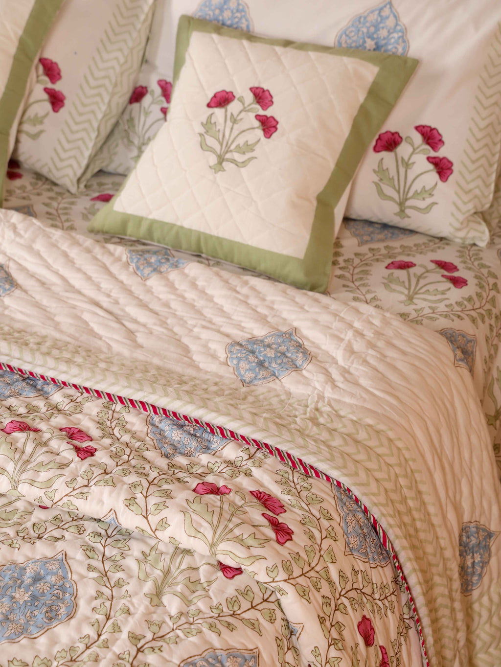 CLASSIC MUGHAL BALE HAND BLOCK PRINT 6-PICES BEDDING SET'S