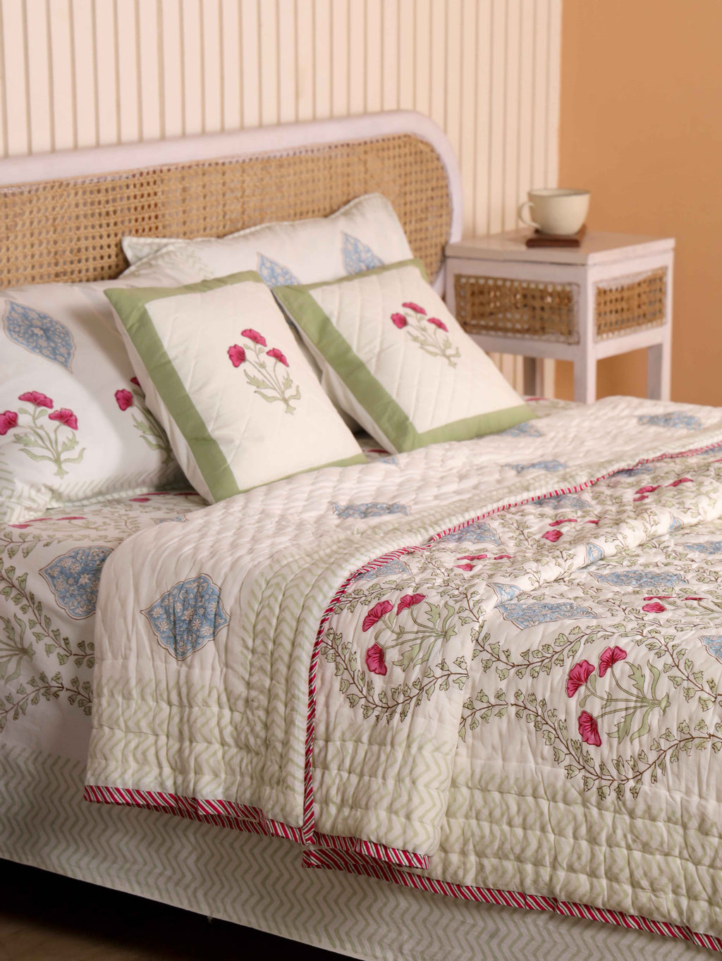 CLASSIC MUGHAL BALE HAND BLOCK PRINT 6-PICES BEDDING SET'S