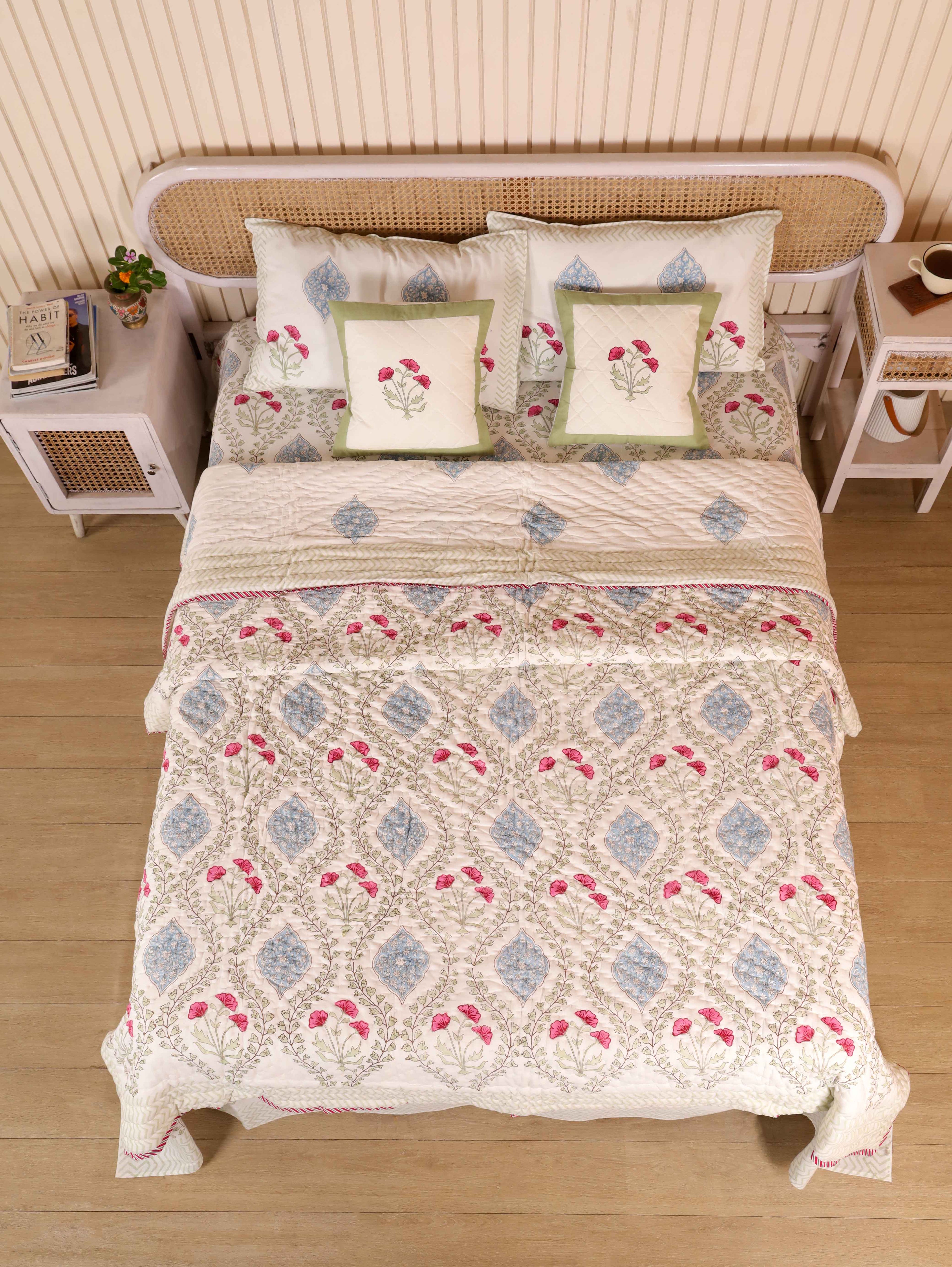 CLASSIC MUGHAL BALE HAND BLOCK PRINT 6-PICES BEDDING SET'S