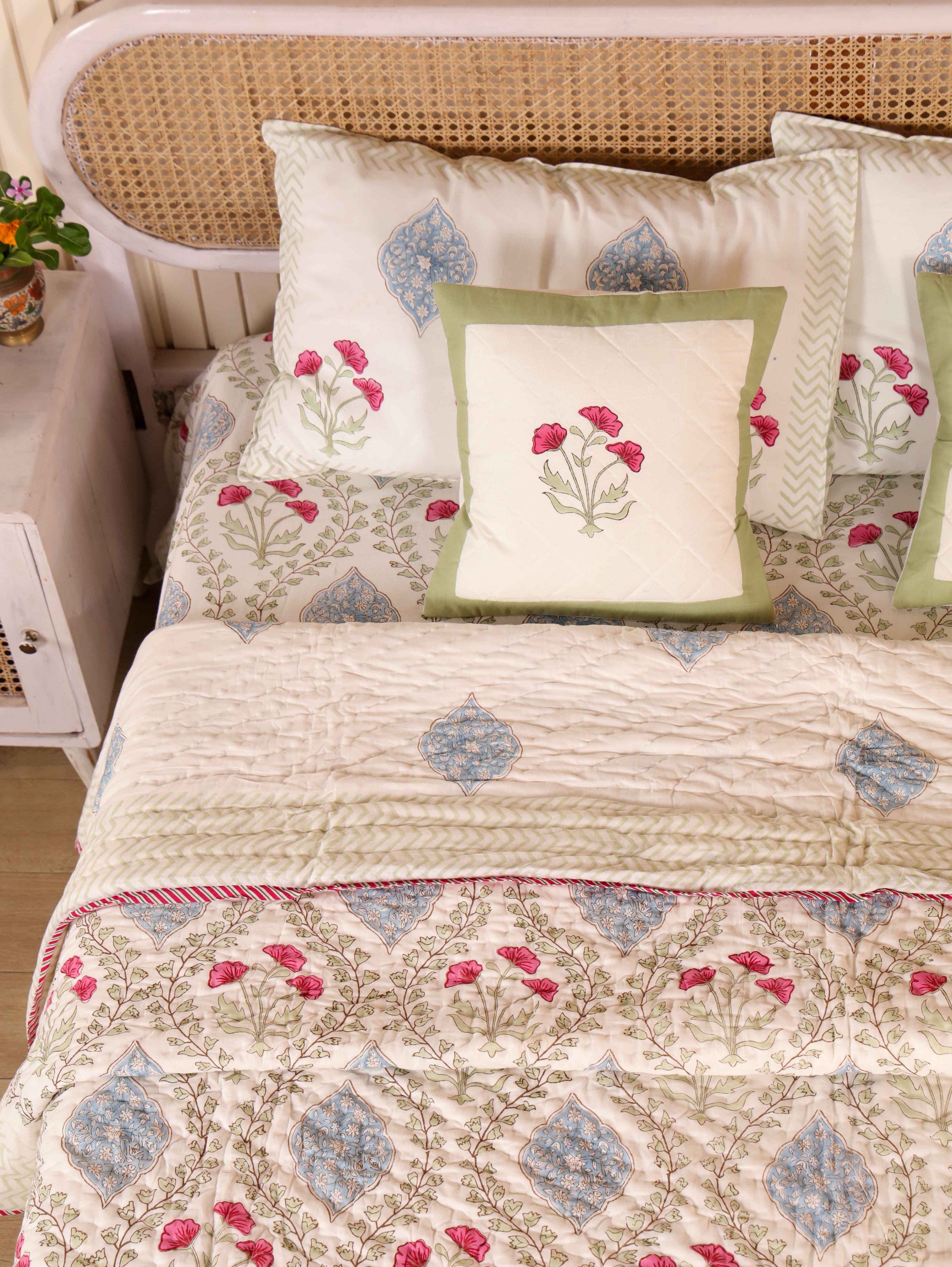CLASSIC MUGHAL BALE HAND BLOCK PRINT 6-PICES BEDDING SET'S
