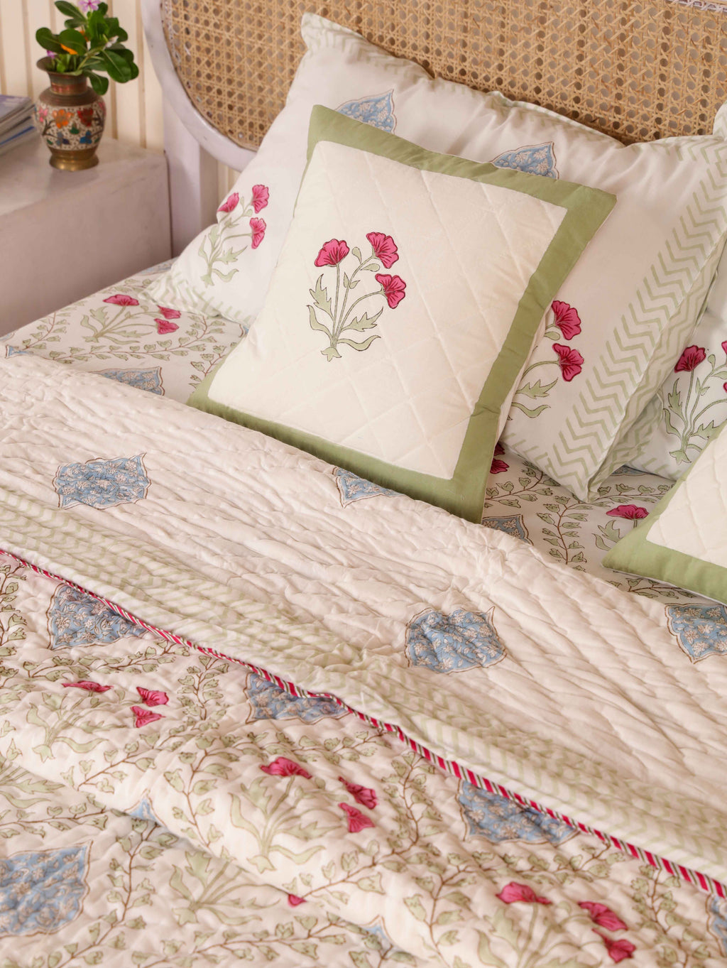 CLASSIC MUGHAL BALE HAND BLOCK PRINT 6-PICES BEDDING SET'S