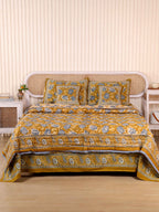 MUSTARD MEHRAB HAND BLOCK PRINT 6'PICES BEDDING SET'S