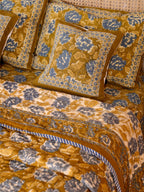 MUSTARD MEHRAB HAND BLOCK PRINT 6'PICES BEDDING SET'S