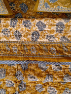 MUSTARD MEHRAB HAND BLOCK PRINT 6'PICES BEDDING SET'S