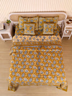 MUSTARD MEHRAB HAND BLOCK PRINT 6'PICES BEDDING SET'S