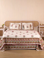 PACIFIC PINK BUTTA HAND BLOCK PRINT 6-PICES BEDDING SET'S