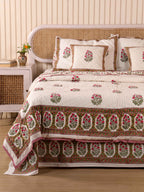 PACIFIC PINK BUTTA HAND BLOCK PRINT 6-PICES BEDDING SET'S