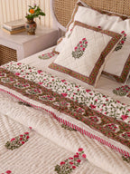 PACIFIC PINK BUTTA HAND BLOCK PRINT 6-PICES BEDDING SET'S