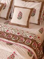 PACIFIC PINK BUTTA HAND BLOCK PRINT 6-PICES BEDDING SET'S