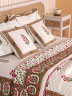 PACIFIC PINK BUTTA HAND BLOCK PRINT 6-PICES BEDDING SET'S