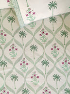 VINTAGE MUGAL MEHRAB HAND BLOCK PRINT COTTON BEDSHEET WITH PILLOW COVER
