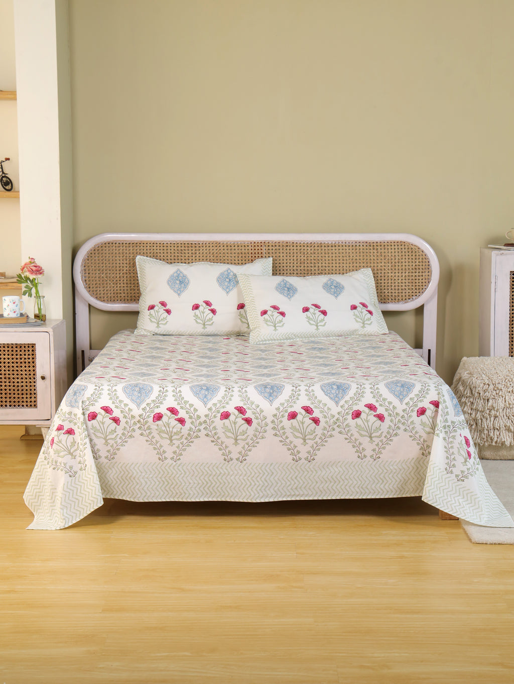 CLASSIC MUGAL BALE HAND BLOCK PRINT COTTON BEDSHEET WITH PILLOW COVER