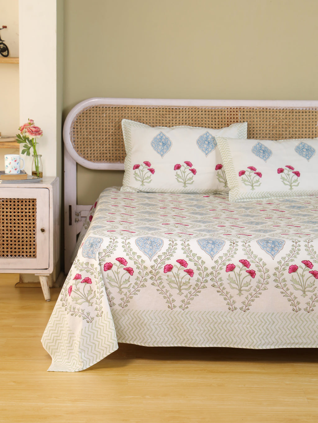 CLASSIC MUGAL BALE HAND BLOCK PRINT COTTON BEDSHEET WITH PILLOW COVER