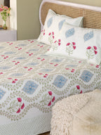 CLASSIC MUGAL BALE HAND BLOCK PRINT COTTON BEDSHEET WITH PILLOW COVER