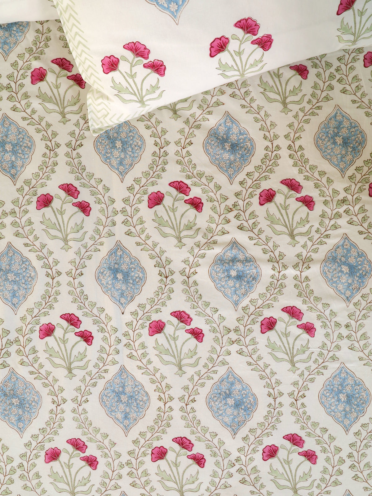 CLASSIC MUGAL BALE HAND BLOCK PRINT COTTON BEDSHEET WITH PILLOW COVER