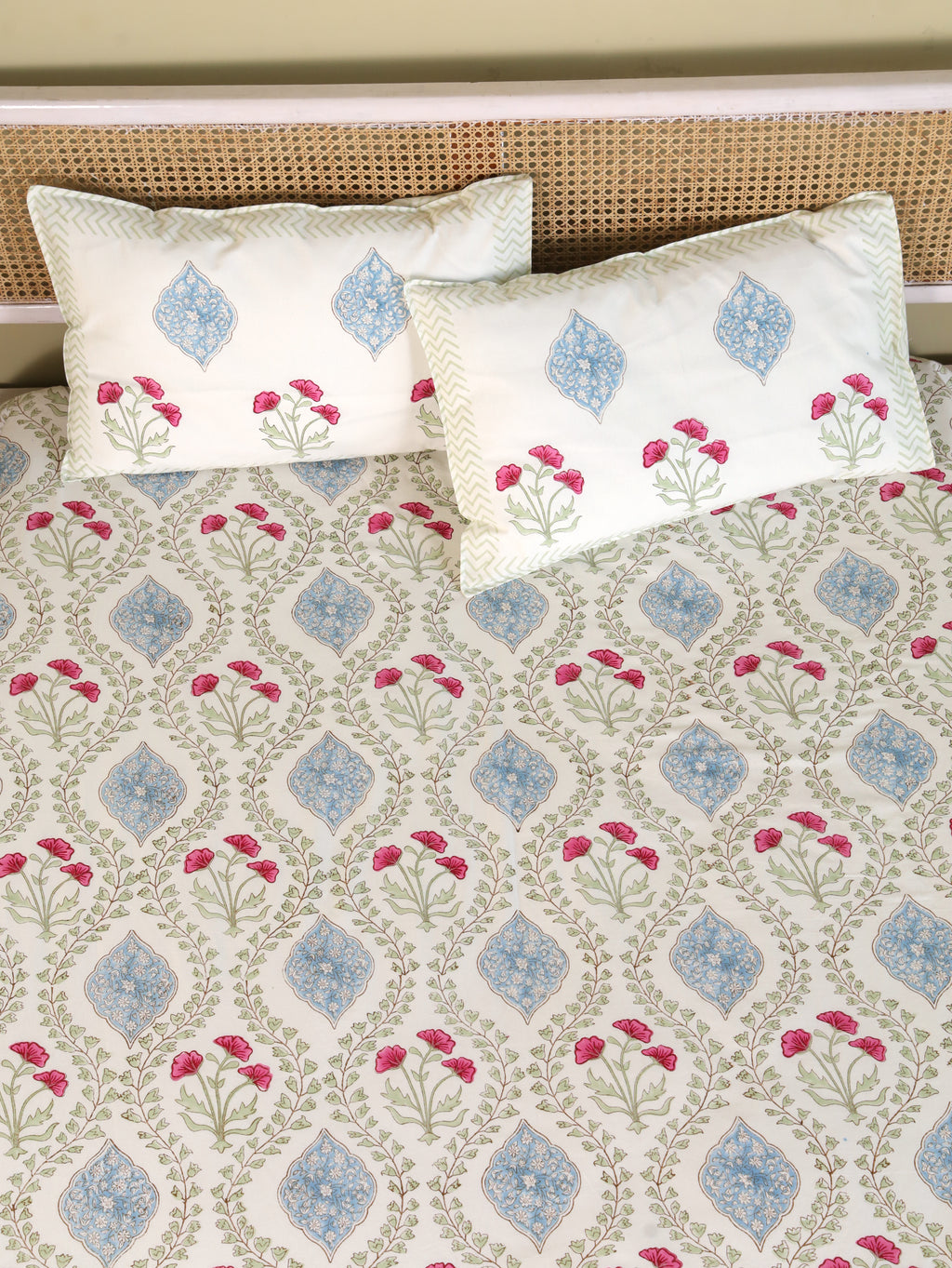 CLASSIC MUGAL BALE HAND BLOCK PRINT COTTON BEDSHEET WITH PILLOW COVER
