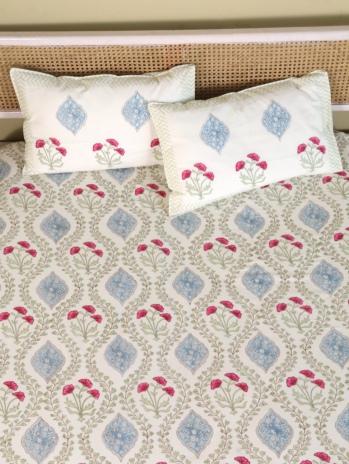 CLASSIC MUGAL BALE HAND BLOCK PRINT COTTON BEDSHEET WITH PILLOW COVER