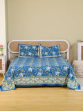 ROYAL INDIGO GLORY HAND BLOCK PRINT COTTON BEDSHEET WITH PILLOW COVER