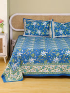 ROYAL INDIGO GLORY HAND BLOCK PRINT COTTON BEDSHEET WITH PILLOW COVER