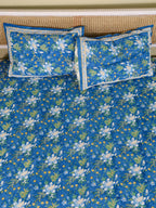 ROYAL INDIGO GLORY HAND BLOCK PRINT COTTON BEDSHEET WITH PILLOW COVER