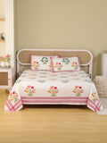 MUGAL PINJOR BUTTA HAND BLOCK PRINT COTTON BEDSHEET WITH PILLOW COVER