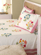 MUGAL PINJOR BUTTA HAND BLOCK PRINT COTTON BEDSHEET WITH PILLOW COVER