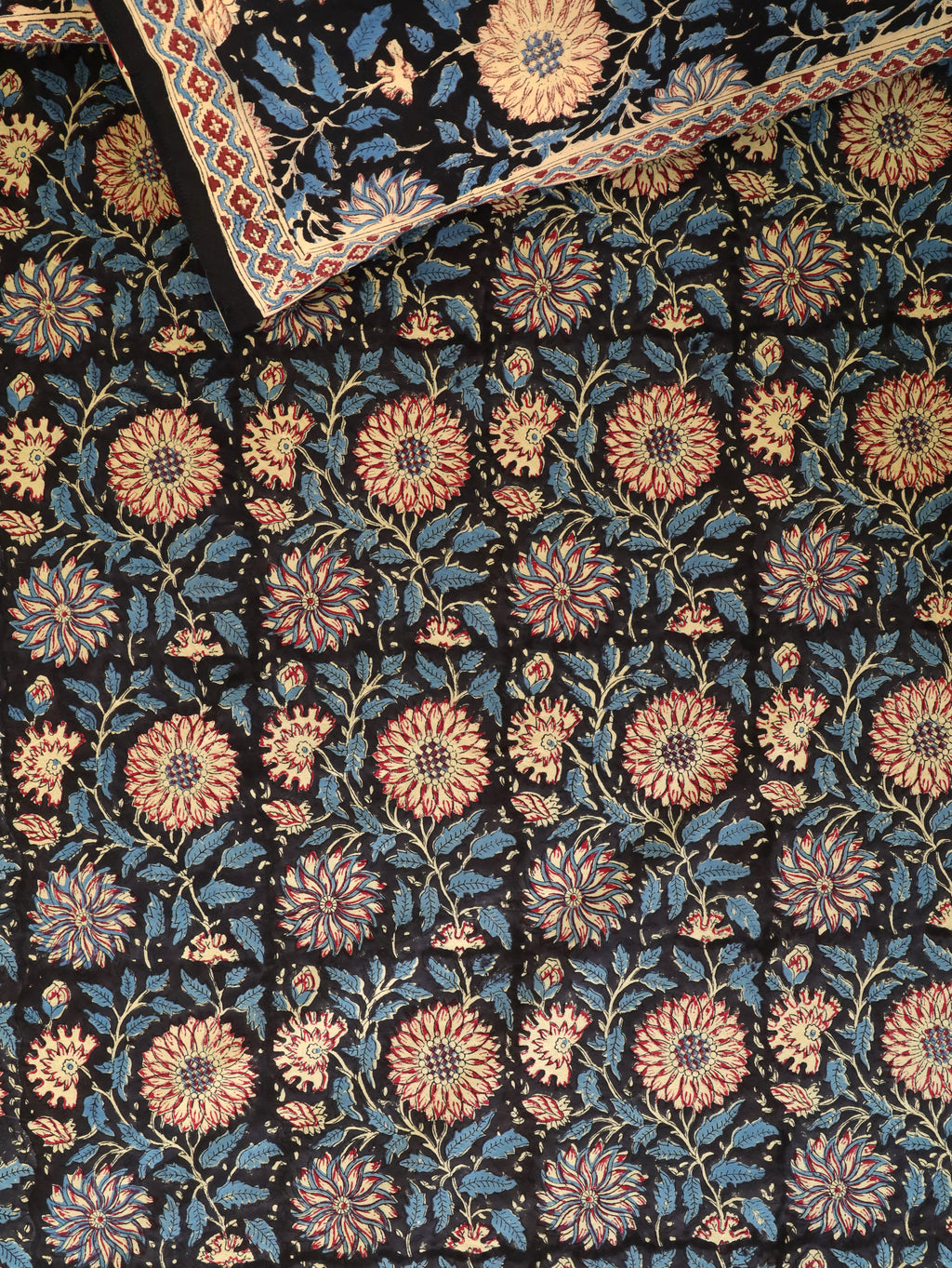DEEP BLACK FOREST HAND BLOCK PRINT COTTON BEDSHEET WITH PILLOW COVER