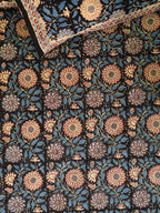 DEEP BLACK FOREST HAND BLOCK PRINT COTTON BEDSHEET WITH PILLOW COVER
